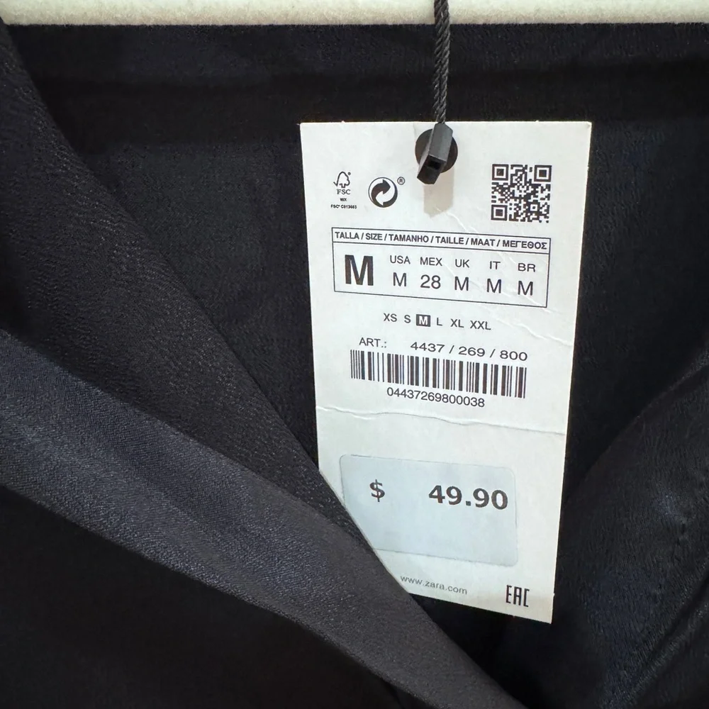 Zara Black Satin Blouse - Picture 5 of 8